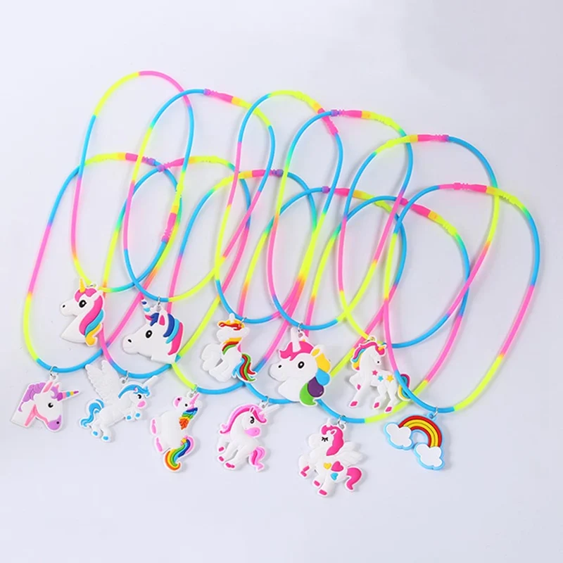Rainbow Unicorn Pendant Rubber Necklaces Accessories -Unicorn Fashion HTB12 SfXE rK1Rjy0Fcq6zEvVXaT
