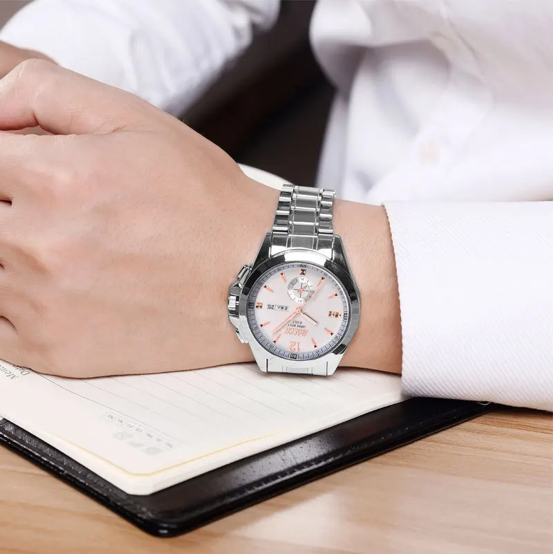 

3451 Suits Business Men Wrist Watches Stainless Steel Casual Women Black Band Quartz Watches Simple Time Clock