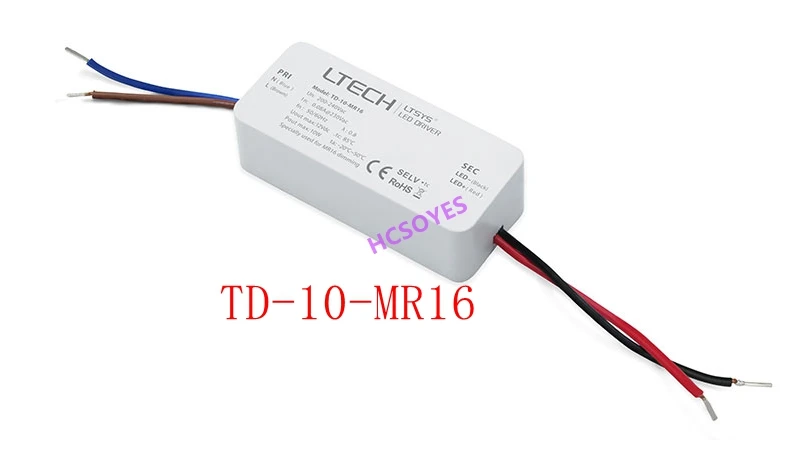

LTECH Triac Dimming Driver TD-10-MR16 200-240V input,Output 0-10W 12V DC Constant Voltage Triac Dimmable LED MR16 Light Driver