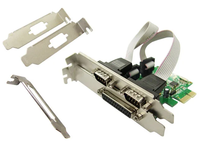 

MosChip MCS9901 PCI express to 2 ports DB9 com port + DB25 printer LPT 1 port card 2 RS-232 + 1 IEEE 1284 PCIe Controller card