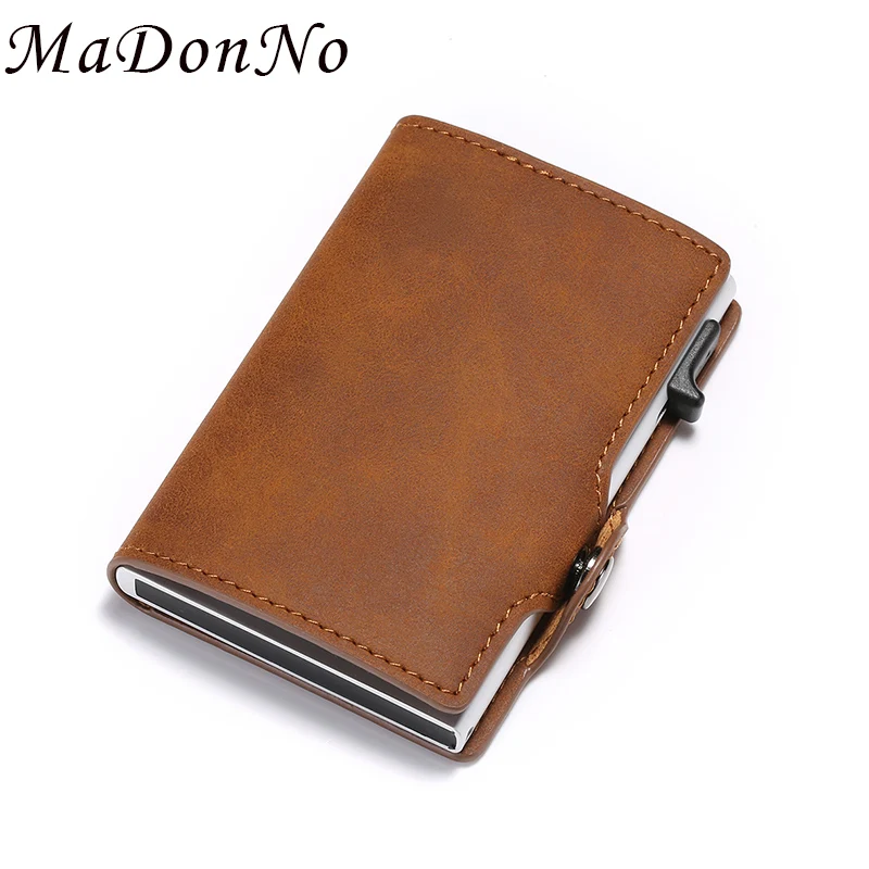 

Rfid Metal Mini Leather Men Wallets Vintage Mini Slim Male Magic Wallets Smart Small Thin Card Wallet Bifold Portfel Money Bag