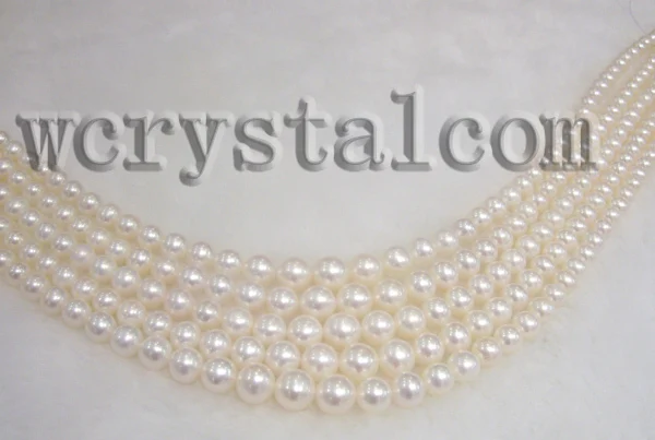 

Round Graduated Real White Cultured Pearls Necklace Sterling Silver