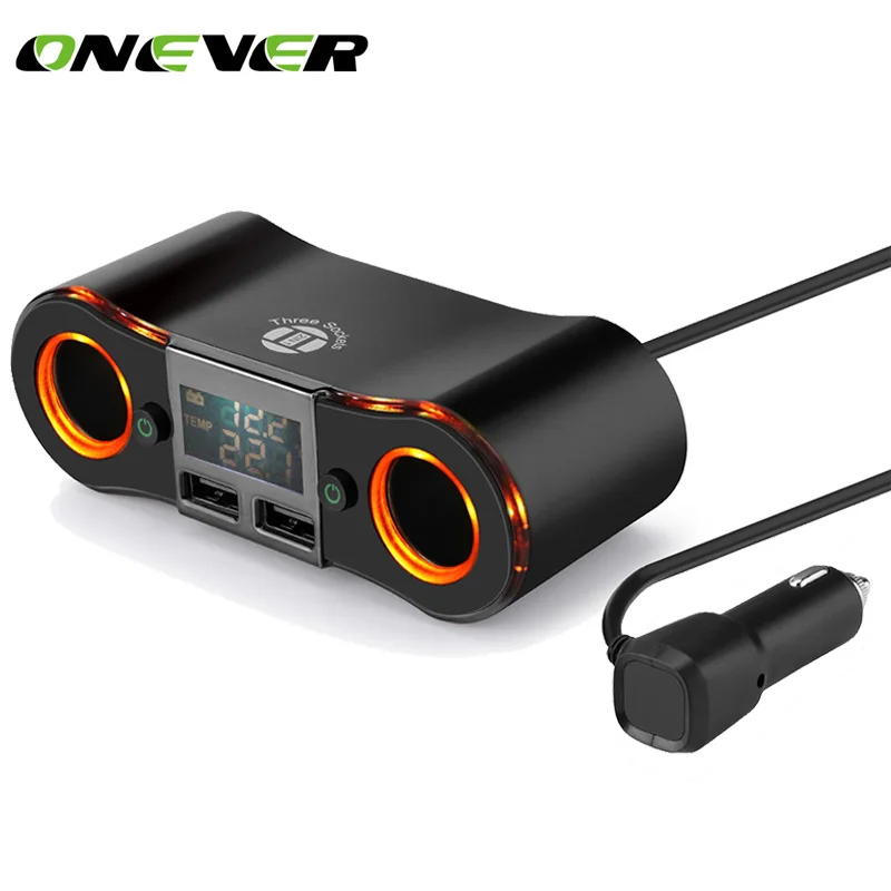 

Car Cigarette Lighter Socket Power Adapter LED Display Voltage Tester 2 Switch Dual Usb Car Charger 3.5A 80W 12V-24V