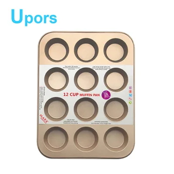 

12 Cups Baking Dish Round Non Stick Carbon Steel Bakeware Cake Mold Egg Tart Baking Dish Muffin Cake Mould Baking Tools