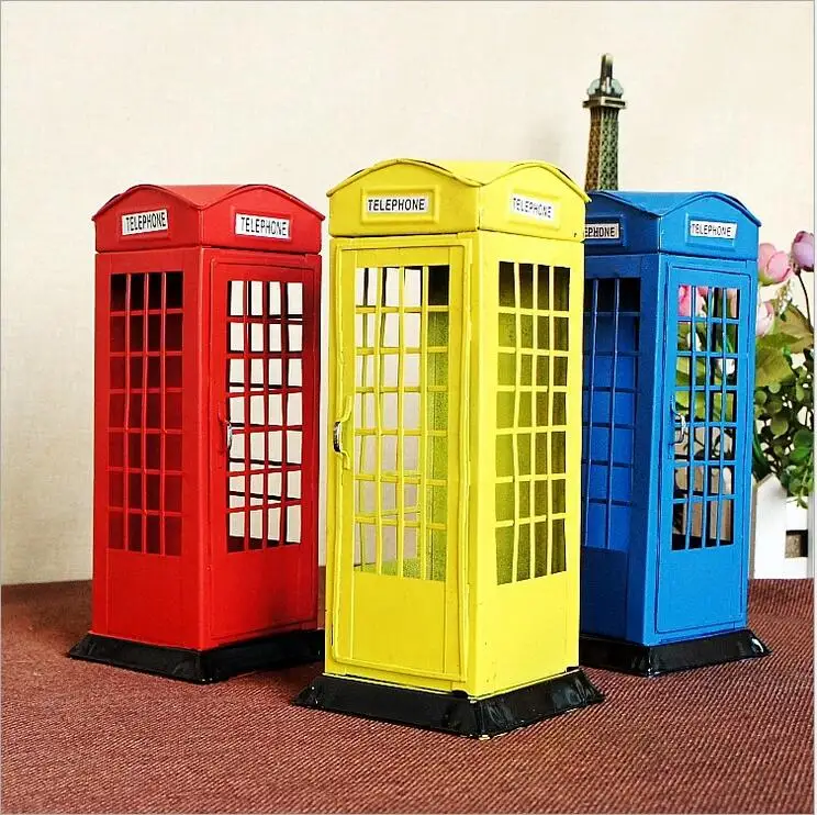 

Supermarket Displays,Street Telephone Booth Piggy Bank ,London Phone Booth Model Tourism Multicolor Children Gift 9*9*25cm