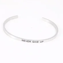 Never Give Up Stainless Steel Engraved Message Bracelet Personalized Positive Inspirational Letter Bracelet & Bangle For Women Never Give Up Stainless Steel Engraved Message Bracelet Personalized Positive Inspirational Letter Bracelet & Bangle For Women