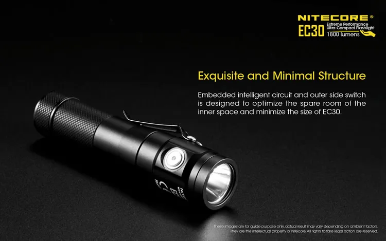 NITECORE 1800 LMs светодиодный фонарик EC30+ IMR18650 батарея Водонепроницаемый Открытый Кемпинг Рыбалка Поиск яркость портативный фонарь