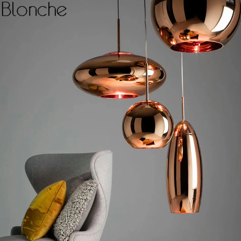 Tom Dixon Copper Pendant Lights Gl Ball Modern Hanging Lamp For Tom Dixon Copper Pendant Lights Gl Ball Modern Hanging Lamp For Living Room Loft Home Decor Mirror Light Fixtures In From