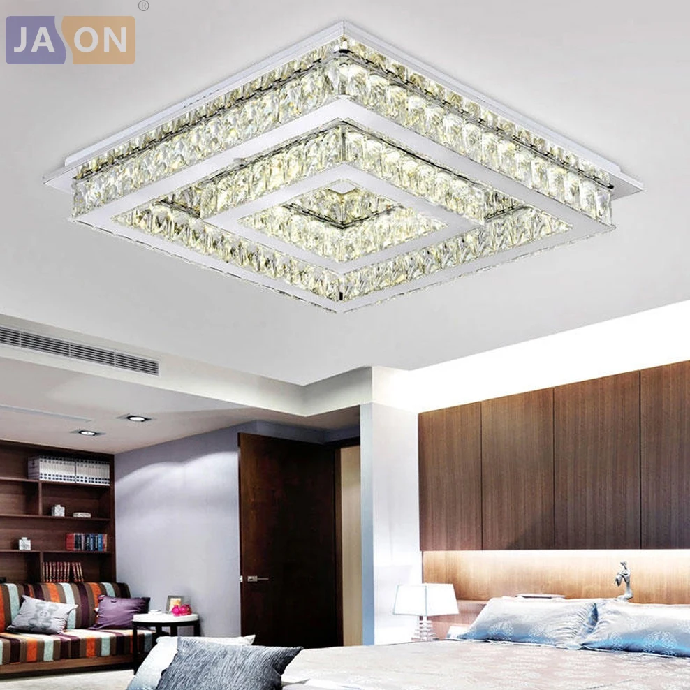 

LED Modern Square Crystal Stainless Steel LED Lamp.LED Light.Ceiling Lights.LED Ceiling Light.Ceiling Lamp For Foyer Bedroom