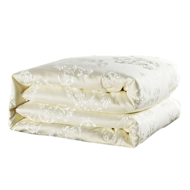 

Luxury comforter white mulberry silk filling duvet quilted quilt summer&winter warm comforters king queen size bedding quilts