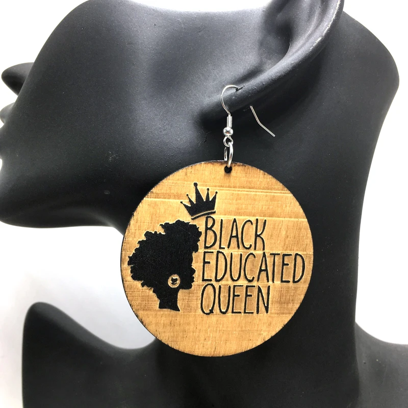 

Free Shipping!Black Educated Queen Wooden Earrings