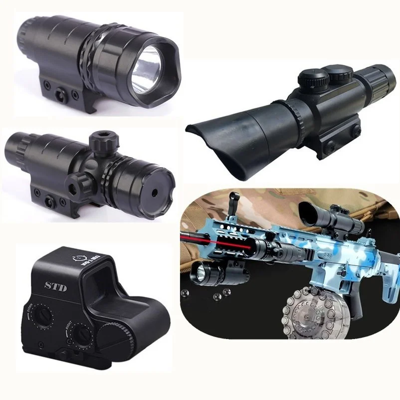 

4 pcs Set Water Beads Toy Gun Flashlight Laser Lamp Telescope Red Dot Aim Point Sight for Water Gel Beads Toy Gun