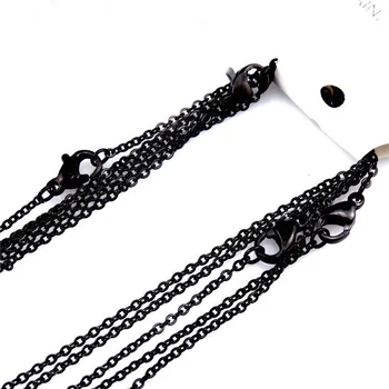 

12pcs 21871 Fashion Stainless Steel Chains Necklace Black/Silver Rolo Link Box Snake Curb Chain Hip Hop DIY Handmade Jewelry