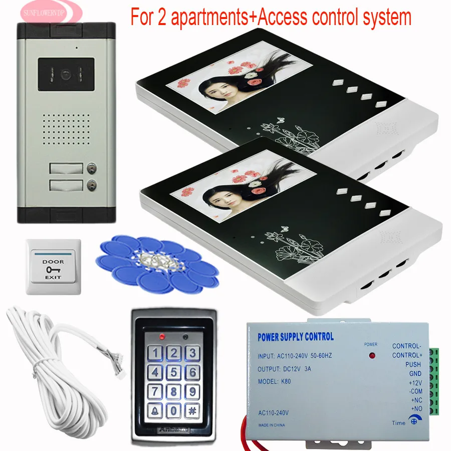 4.3inch Color Screen Video Door Phone 2 Monitors + Keypad Access Control System Video Intercom For An Apartment IR Night Vision 4.3inch Color Screen Video Door Phone 2 Monitors + Keypad Access Control System Video Intercom For An Apartment IR Night Vision