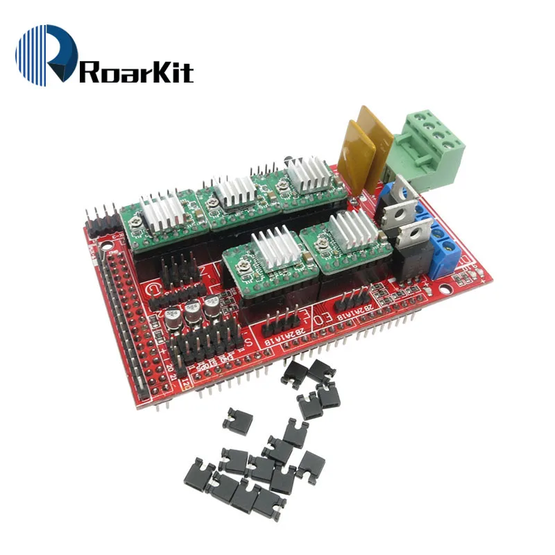 Reprap Ramps 1,4 комплект с Mega 2560 r3+ Heatbed mk2b+ 2004 ЖК-контроллер+ A4988 Драйвер+ концы+ кабели для 3d принтера