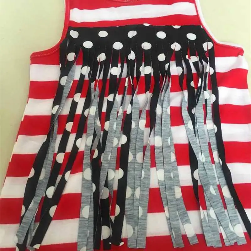 Mother And Daughter American Flag Dress Baby Girls Tassel Dresses Kids And Parents Summer Sun Dresses Family Matching Outfits
