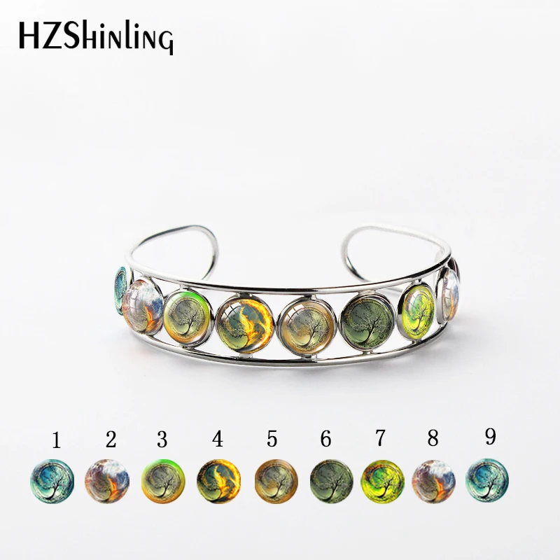 

Hot Sell Divergent Tree Bracelet Handmade Glass Dome Tree of Life Bangle Steampunk Amity Tree Silver Bracelet Jewelry Lady Gift