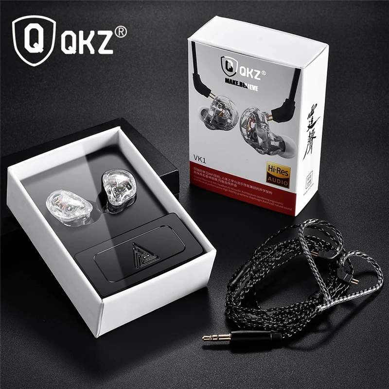 New QKZ VK1 4DD In Ear Earphone HIFI DJ Monito Running Sport Earphones Earplug Headset Earbud ZS10 ZS6 fone de ouvido audifonos