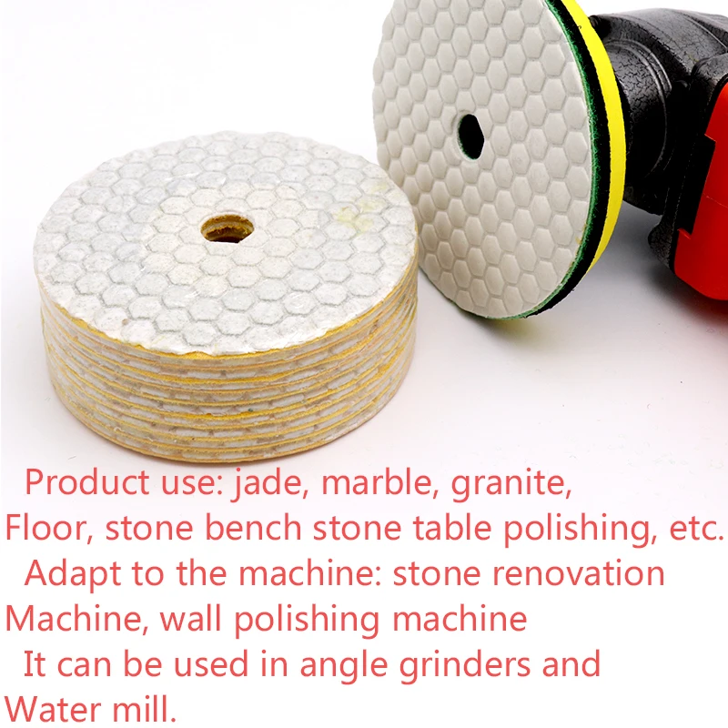 5pcs 3/4inch Dry Grinding Disc Quick Change Polishing Pads + 1pcs stick for Granite Marble Stone Concrete Floor Air Sander Tools
