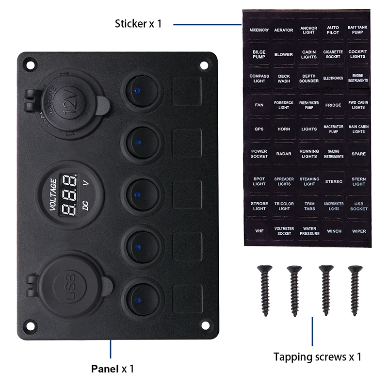 5 банд ВКЛ-ВЫКЛ панель с переключателями 2USB 12V для автомобиля лодка морской RV грузовик Camper