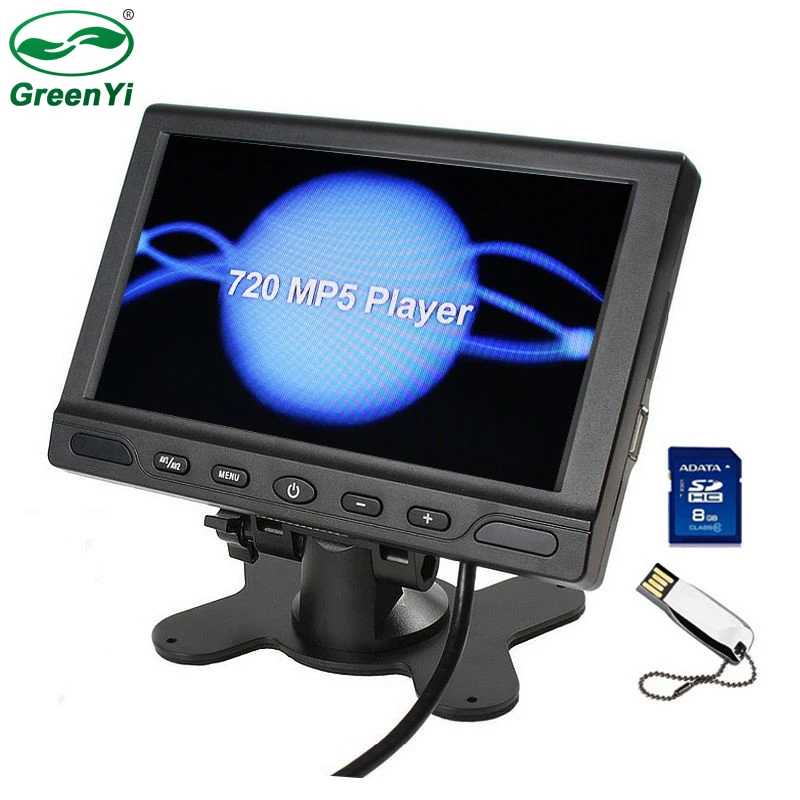 

GreenYi 800x480 7" Car MP4 MP5 Video Player Parking Monitor Support FM transmitter SD USB Flash Built in Audio Speaker