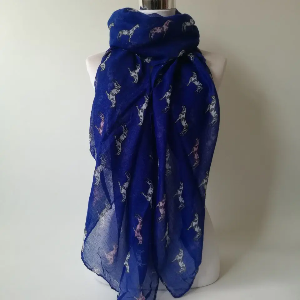 Новинка, модный мини-шарф с лошадью, шарф-снуд, шарфы с бегущей лошадкой, модный женский шарф, платок для леди - Цвет: Blue scarf
