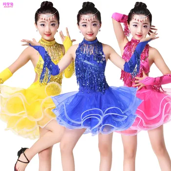 

Girls Carnival Jazz dancewear costume Kids Modern Latin Ballroom Party Dancing Dress Child Dancing dress wear clothes For Girls