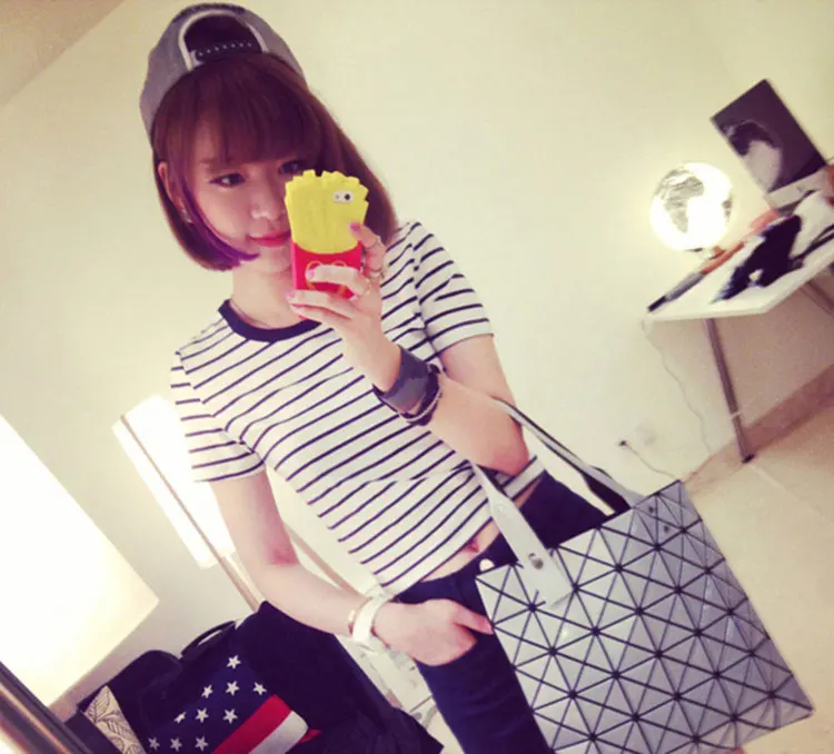 T Shirt Crop Top W Paski
