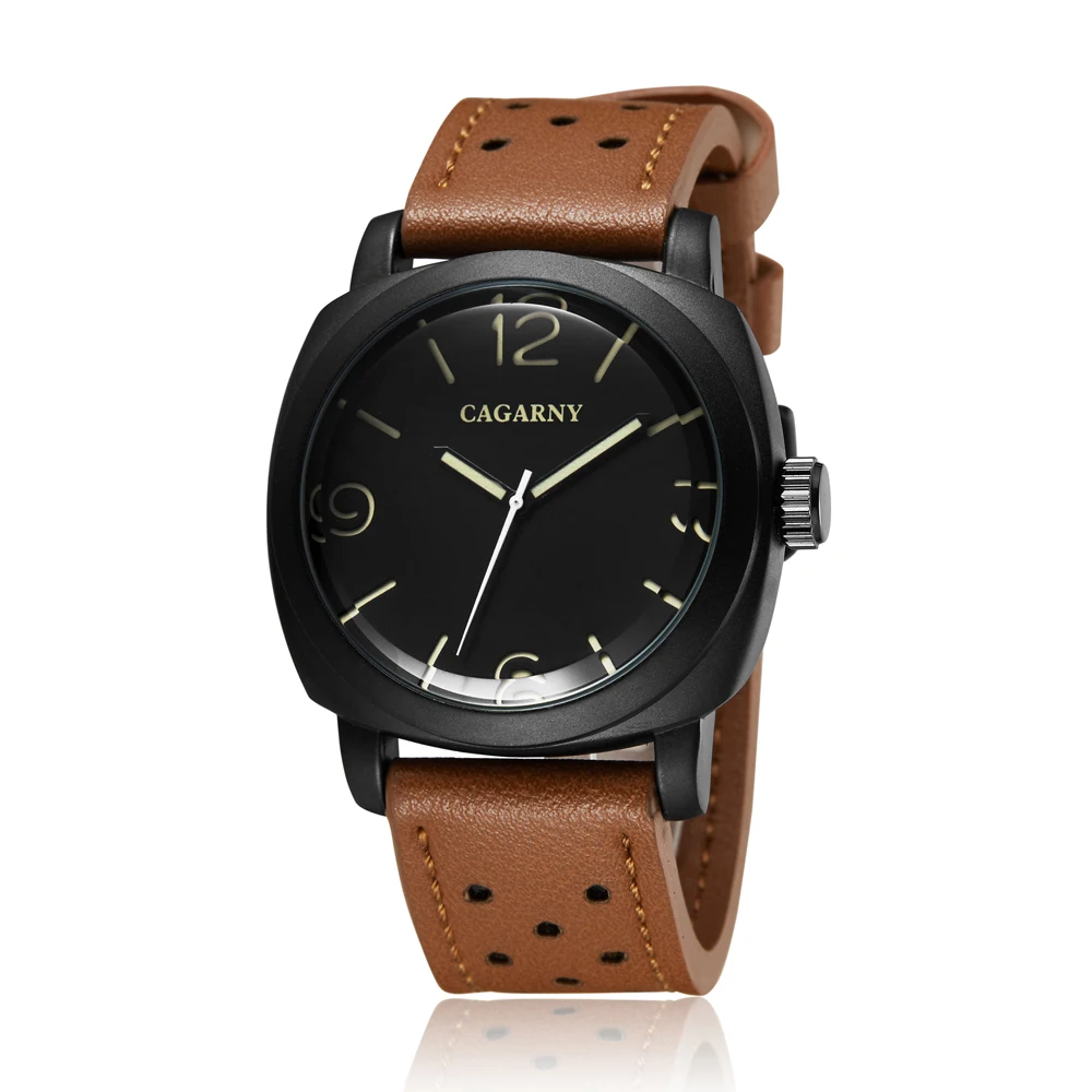 NEW Top Luxury Band Cagarny Mens Watches Sport Quartz Watch Men Leather Strap Clock Male Military Wristwatch relogio masculino wholesale(7)