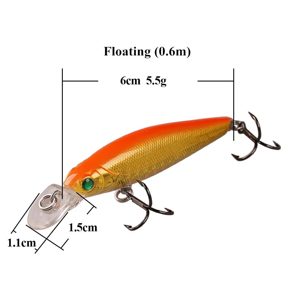 Блесна SMART Bait 60 мм 5 г Floating0.6m жесткая приманка для рыбной ловли крючок VMC