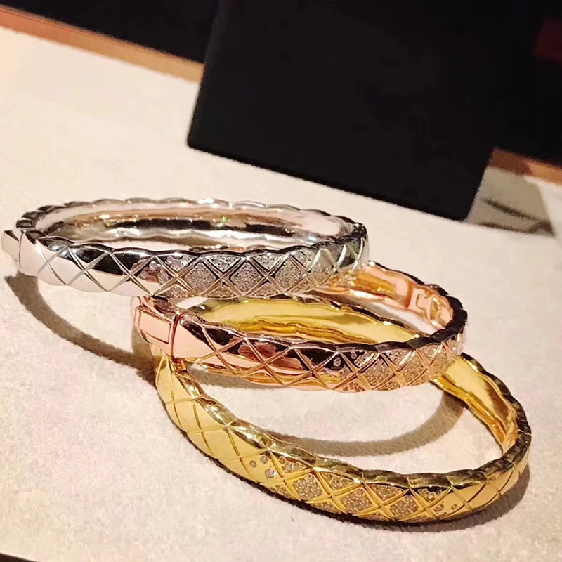 

Brand Pure 925 Sterling Silver Jewelry For Women Lozenge Bangle Square Cut Bangle Party Jewelry Gold Color Geometric Bracelet