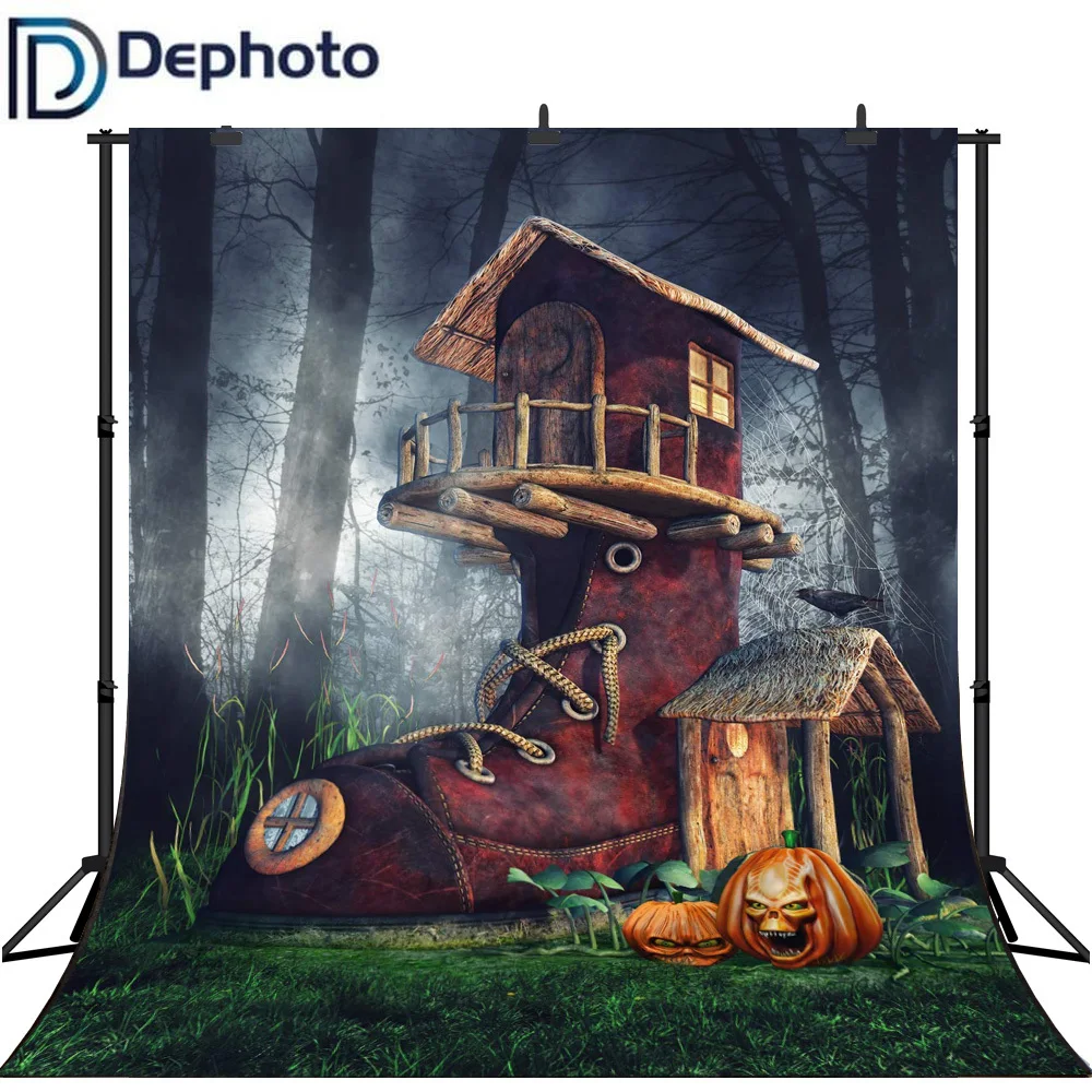 Dephoto бесшовный фон для фотосъемки ботинки дом злая Тыква Хэллоуин тематический