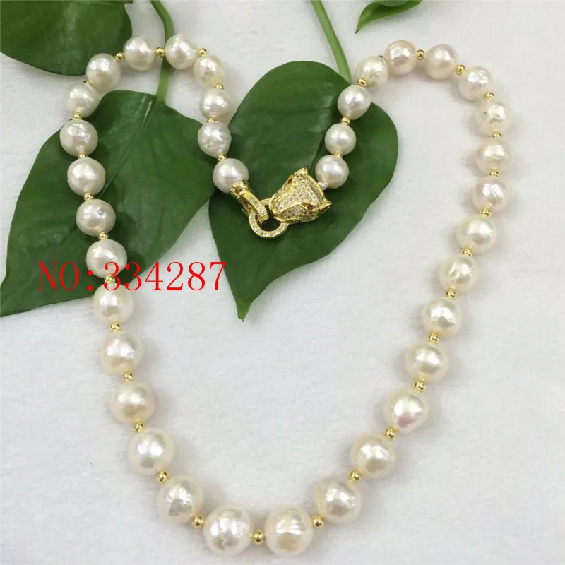 

NEW HUGE NATURAL 10-11MM australia seas of the south white pearl necklace 19inches Leopard clasp