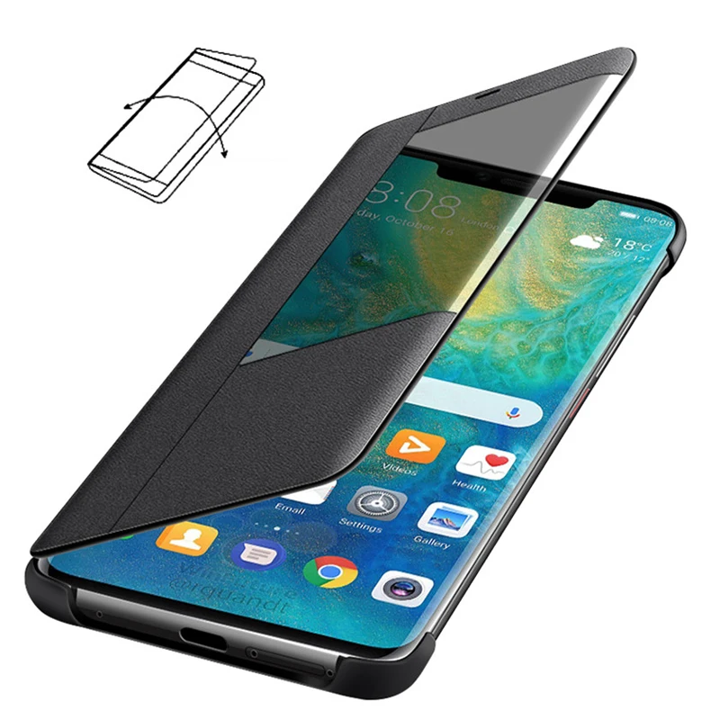 Smart View Case For Huawei Mate 20 Pro Flip leather Case Smart Touch View Window Cover for