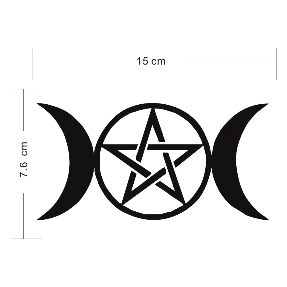 Cunymagos Triple Moon Goddess Wicca Pentacle Cartoon Stickers Decals Car Door Window Wall Vinyl Decal Sticker Funny Car Styling  (2)