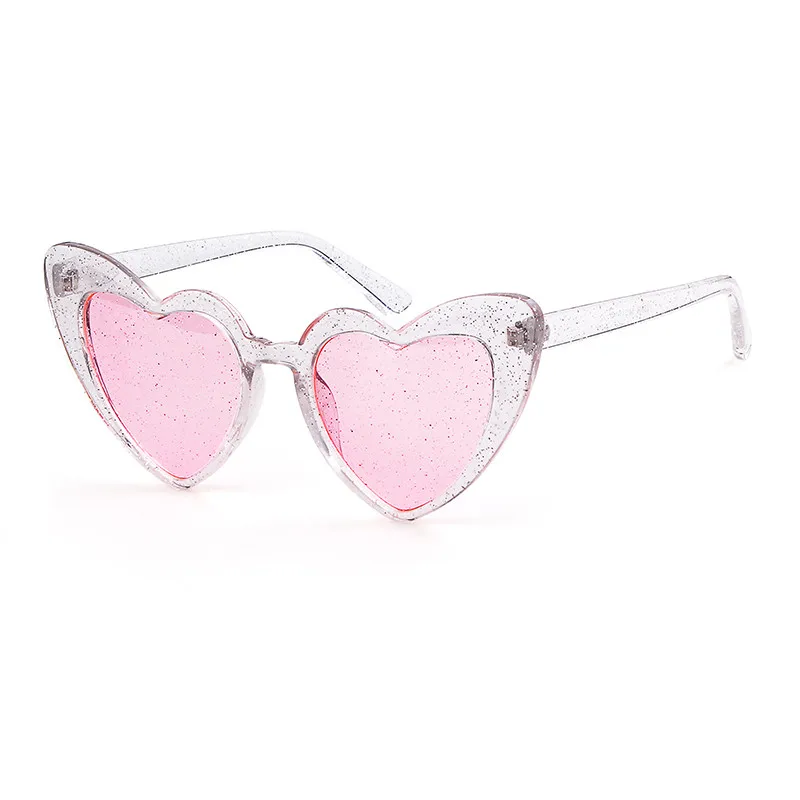 «любящее сердце» солнцезащитные очки Для женщин милые пикантные ретро солнцезащитные очки «кошачий глаз» Винтаж 90s очки Розовый и красный цвет блеск линзы очки для женщин - Цвет линз: C2