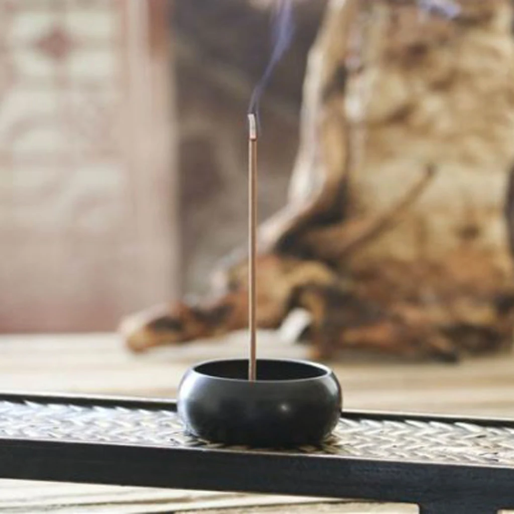 Decorative Wooden Incense Stick Burner Bowl Incense Ash Catcher Tray Wooden Incense Holder with Wooden Plate