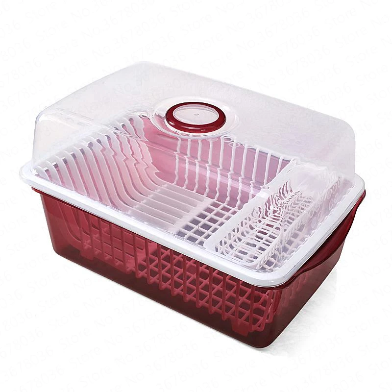 

0% Cupboard Plastic Bowl with Lid Tableware Drain Rack with Lid Cutlery Storage Box Kitchen Tableware Rack Dish Drying Rack