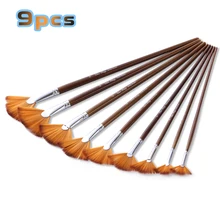 9 шт./компл. кисть для рисования набор веерообразных набор нейлоновых волосяных гуашь акварель акриловая картина маслом школьные инструмент для рисования принадлежности художественные кисти