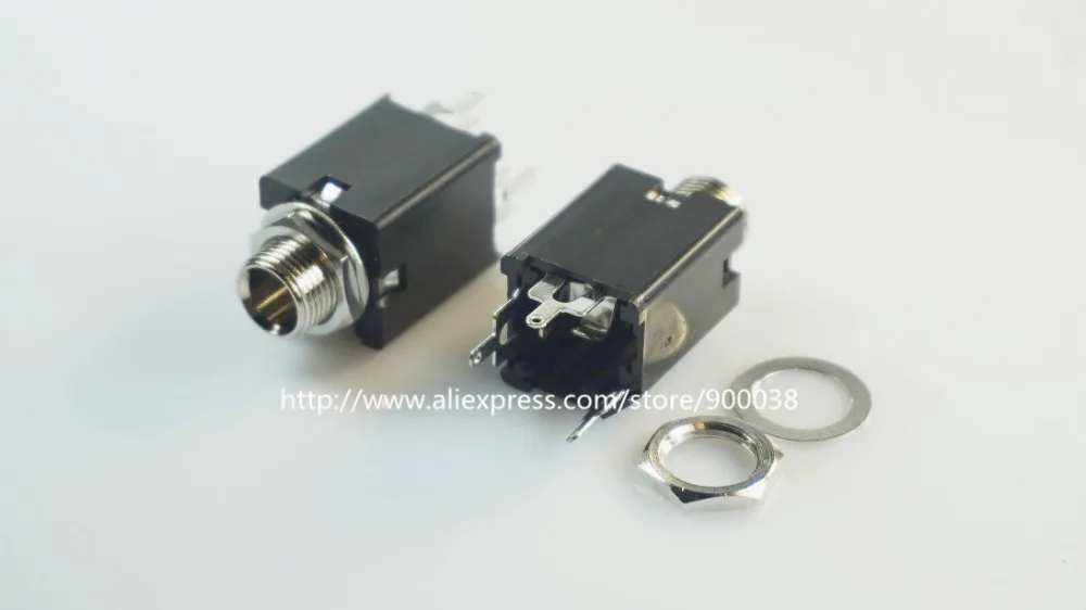 50pcs Thread Lock Panel Mount 0 250 6 35mm stereo phone Jack female Headphone Connector 3 conductor 3 contact through hole