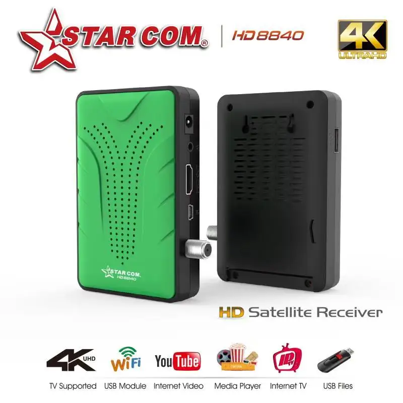 

Starcom 4k Receiver Satellite decoder free satellite TV Digital tv box Support IPTV M3U Wifi DVBS2 TV Tuner Aarbic TV Receiver