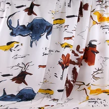 Ручная роспись набивная ткань, хлопковая ткань поплин для женской одежды Сделай Сам хлопчатобумажная ткань для шитья платьев tissu au metre