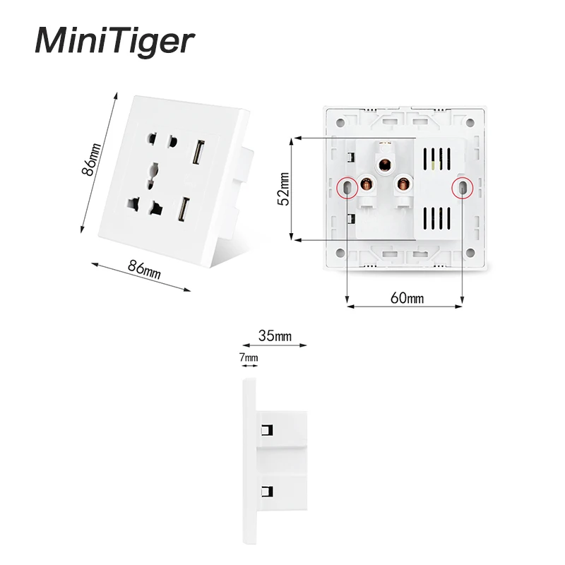 Minitiger универсальный стандарт 2.1A USB настенная розетка домашнее настенное зарядное устройство 2 порта USB зарядное устройство для телефона белый/черный/золотой