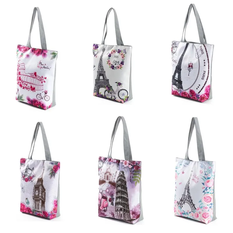 Miyahouse/повседневная женская сумка-тоут с разноцветными цветами и Эйфелевой башней, женская сумка-тоут с принтом, летняя пляжная сумка