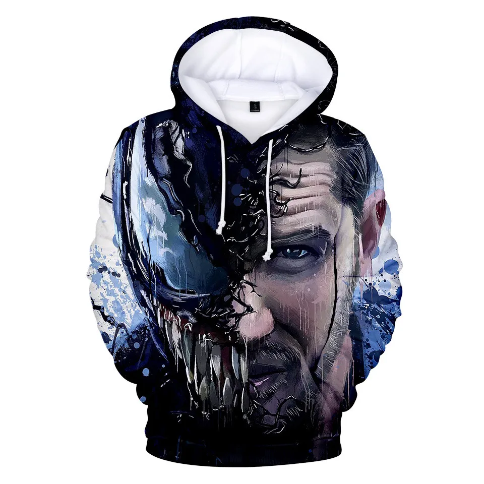 Venom толстовки для мужчин 3d принт Толстовка Повседневная куртка с карманами для мужчин и женщин хип хоп Harajuku одежда 4XL