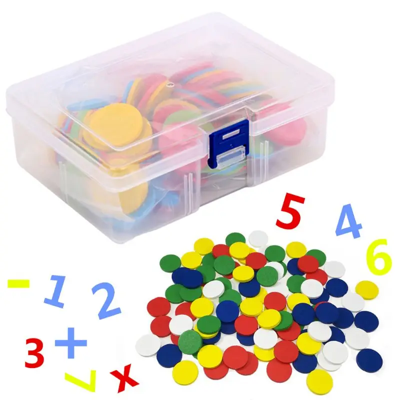 OOTDTY 117 шт. счетчики счетные чипы 30 мм смешанные цвета математическая игрушка для бинго чипы игры Жетоны с коробкой для хранения