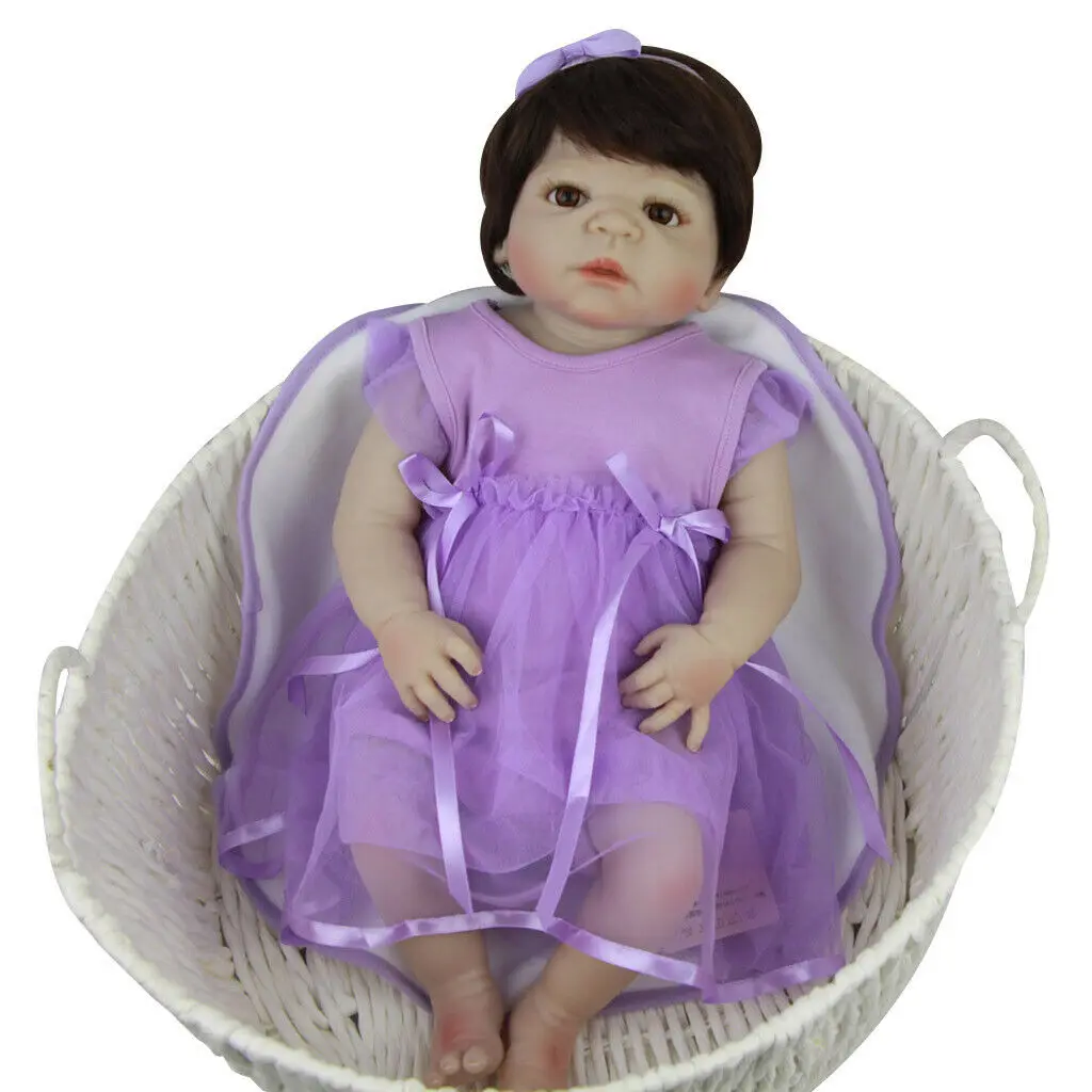 Фиолетовое платье, одежда для 22-23 дюймов, детский Кукольный комбинезон, платье, повязка на голову, американская девочка, кукла, аксессуары, кукольная одежда