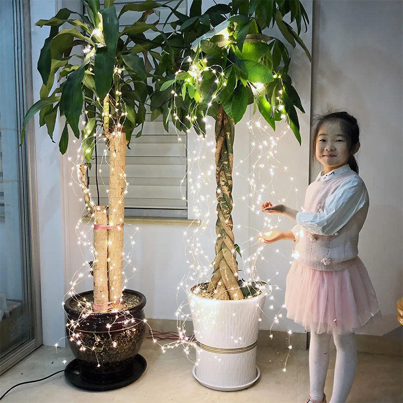

AC100-240V 2M 200Leds Copper Tree light With Power Adapter Waterproof Fairy decoration 10 branches Outdoor lighting for Garden