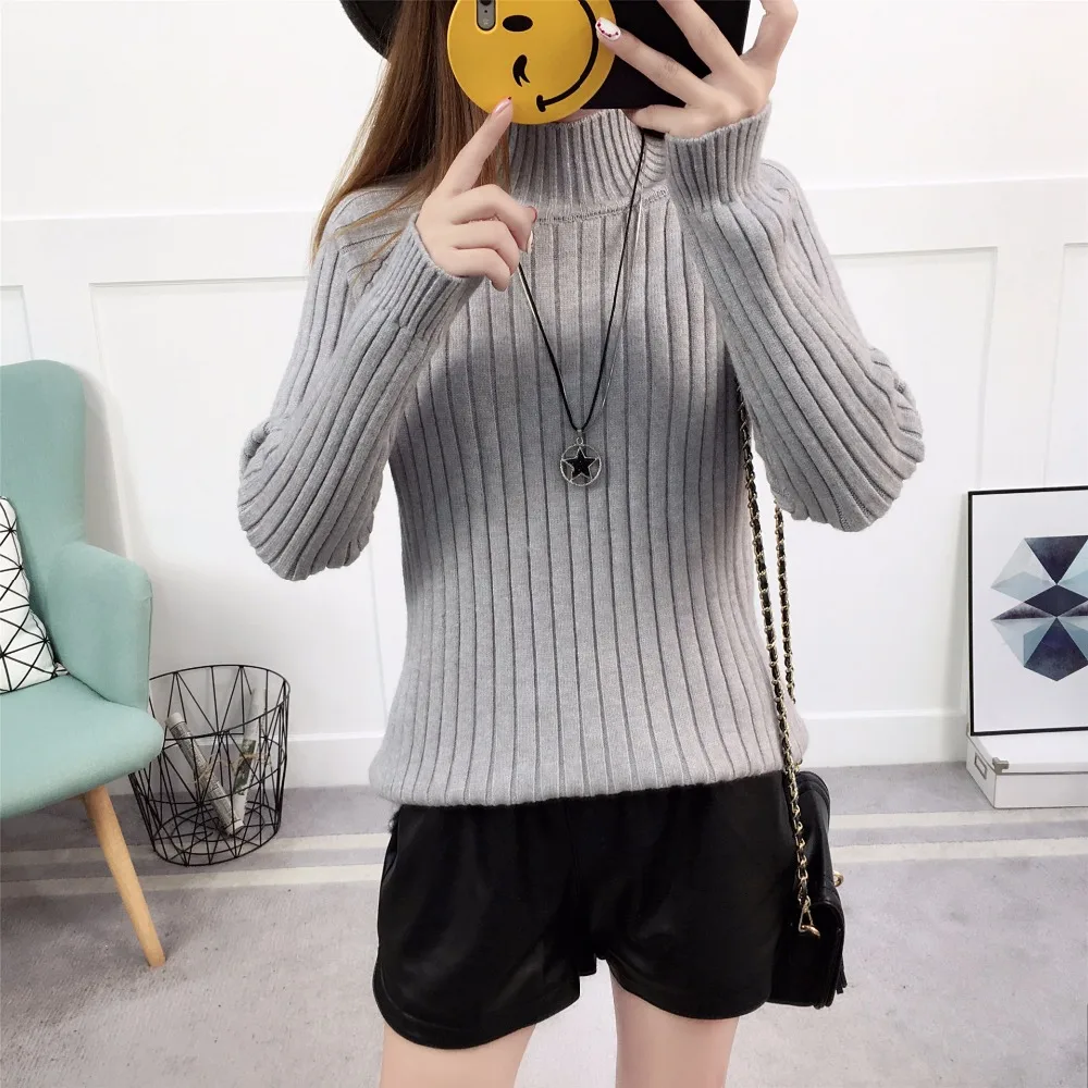

New Korean women's clothing primer autumn and winter solid color loose thickening high-necked raglan sleeves women short sweater