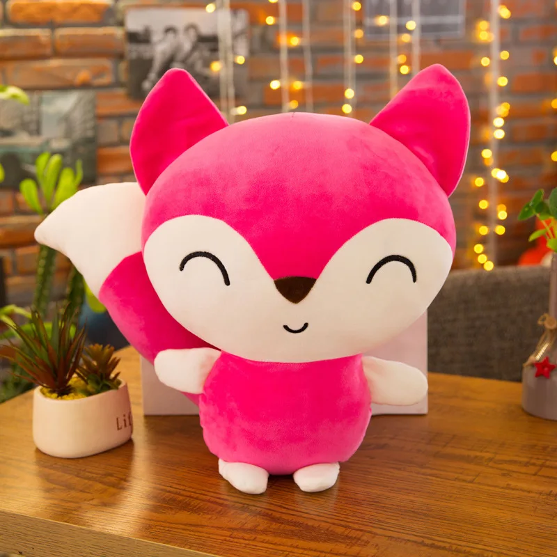 Плюшевые Куклы Kawaii Fox 24 см 3 цвета розовая лиса плюшевая игрушка с большим хвостом